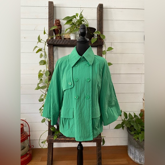 JohnPaulRichard: Rain & Wind Green Pea Coat Jacket Women’s Large - Picture 6 of 17